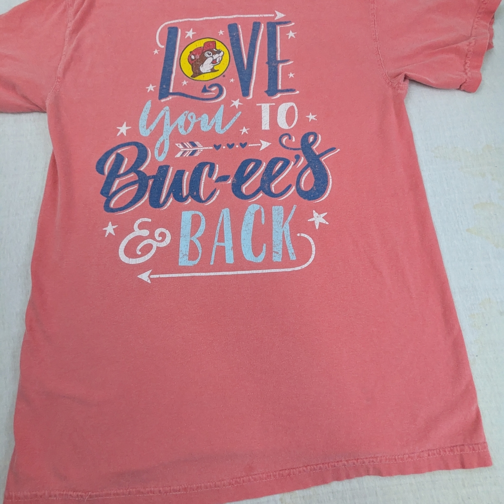 Buc-ee's Love You To Buc-ee's & Back Pale Red Tee Shirt Small